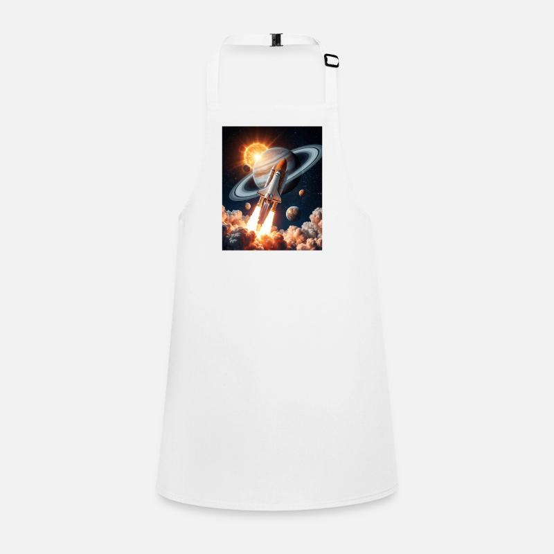 Fusée à travers les anneaux de Saturne dans l’espace Tablier Enfant