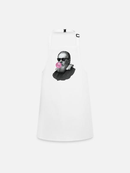 Galileo Galilei mit Kaugummi und Sonnenbrille - Schürze für Kinder - Weiß - Vorne