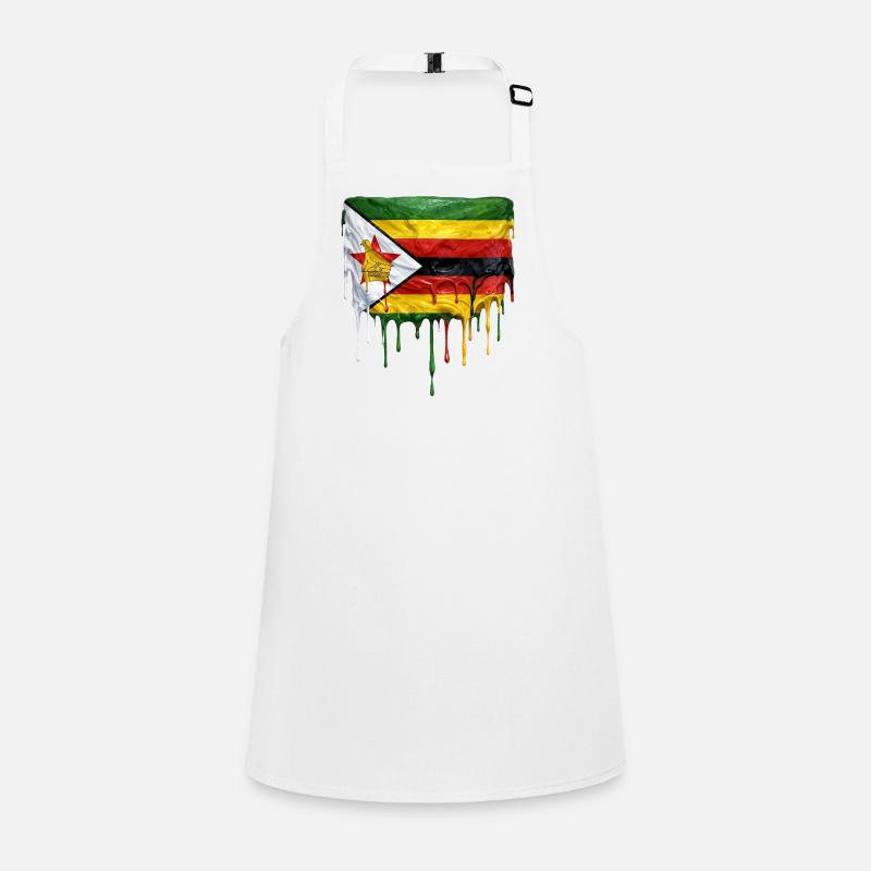 Zimbabwe Flagge mit tropfender Farbe Schürze für Kinder