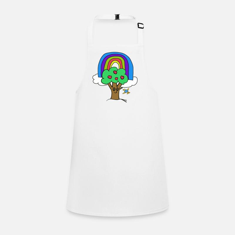 Rainbow Apple Tree Bird Kids Children's Apron