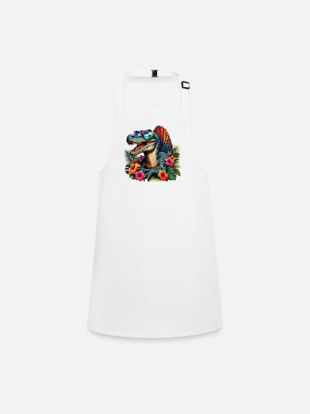 Tropical dinosaur with sunglasses - Children's Apron - white - Front
