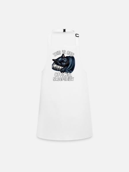 Schwarze Katze Schlafshirt - Schürze für Kinder - Weiß - Vorne