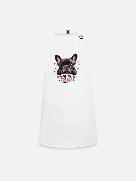 Give Me Treats French Bulldog Cutie - Children's Apron - white - Front