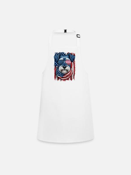 Patriotischer US-Schnauzer Stars Stripes Pride - Schürze für Kinder - Weiß - Vorne