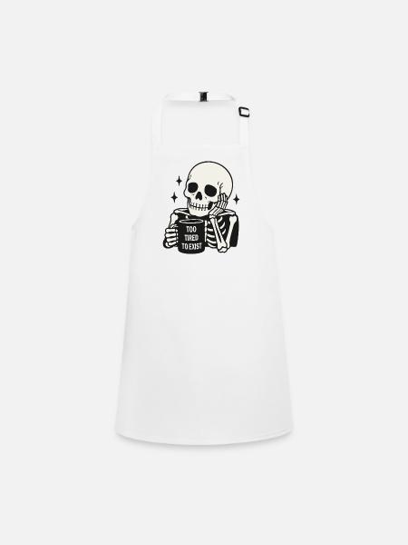 Too Tired To Exist Skeleton Coffee Mug - Children's Apron - white - Front