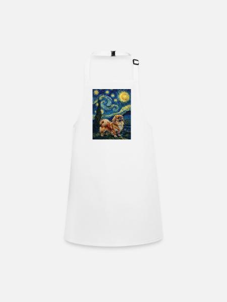 Pekingese Starry Night - Peke Dog Mom Dad Lap Dog - Children's Apron - white - Front