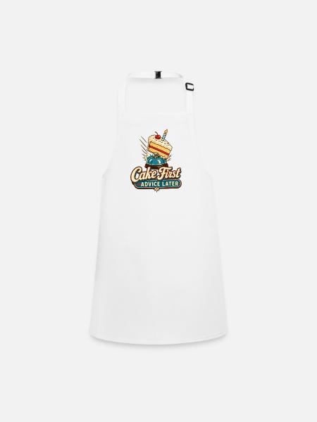 Funny Birthday Cake First Advice Later Office Part - Children's Apron - white - Front