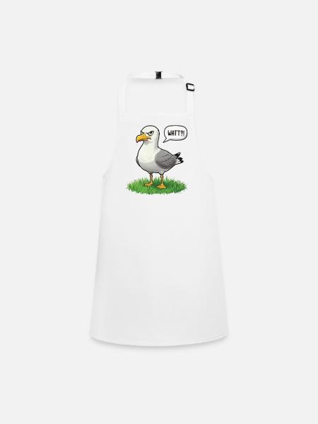 Watt Seagull Seabird Coast Beach Humor Saying - Children's Apron - white - Front