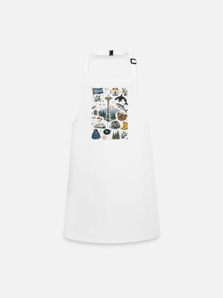 Seattle | Space Needle, Coffee & Nature - Children's Apron - white - Front