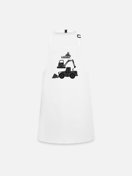 Construction Equipment Silhouettes Collection - Children's Apron - white - Front