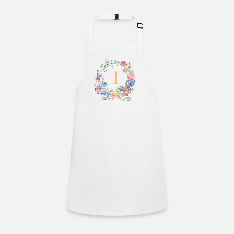 I Monogramm Floral, Blumenkranz, personalisierbar Schürze für Kinder