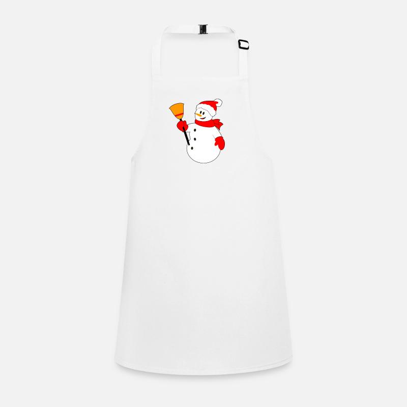 Schneemann mit Weihnachtsmütze und Besen Schürze für Kinder