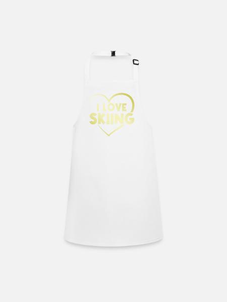 I love skiing heart - Children's Apron - white - Front