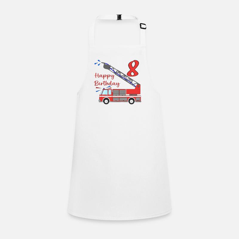Fire engine Happy Birthday 8 Children's Apron