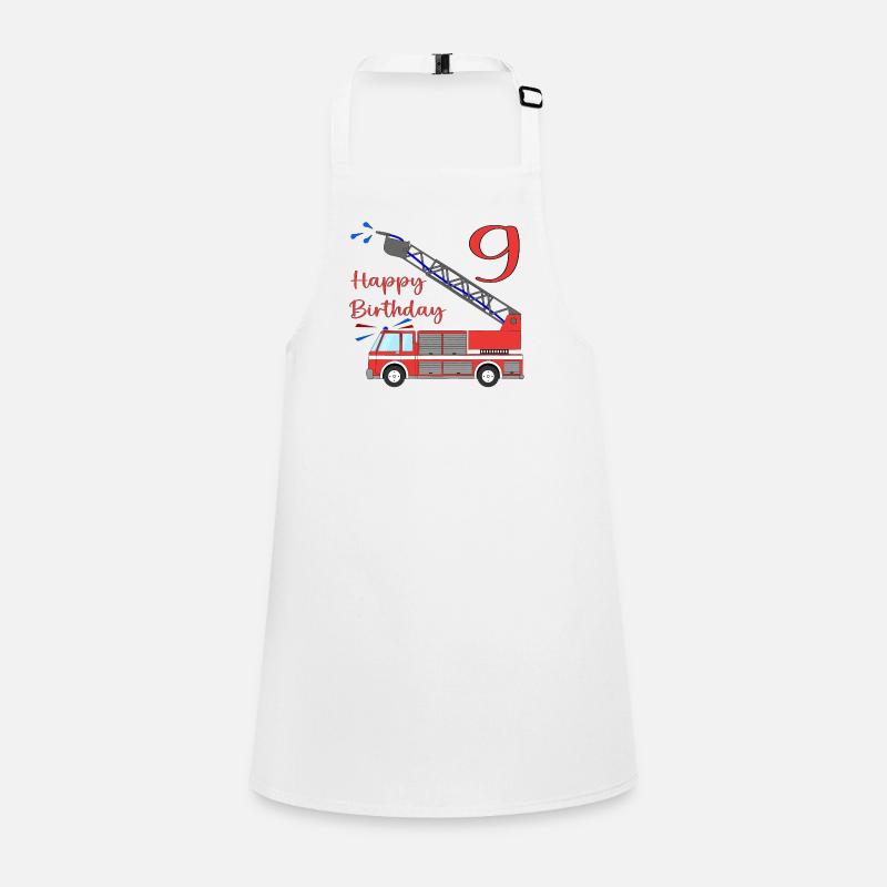 Fire engine Happy Birthday 9 Children's Apron