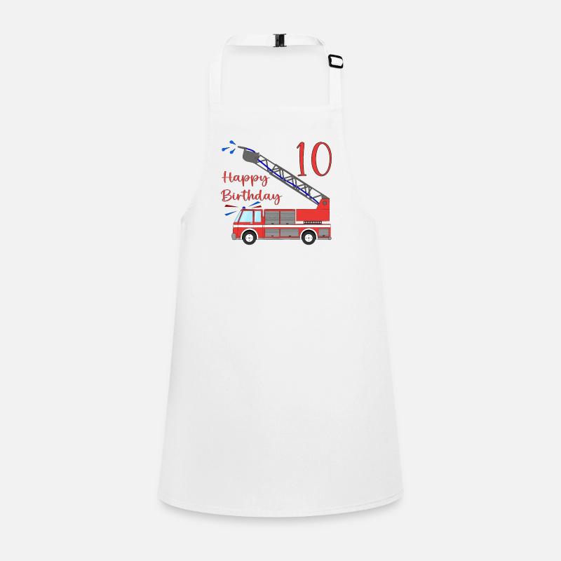 Camion de pompiers Joyeux anniversaire 10 Tablier Enfant