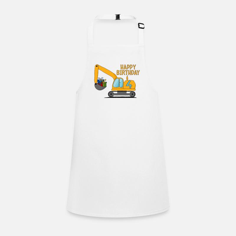 Excavator Kids Happy Birthday 4 Children's Apron