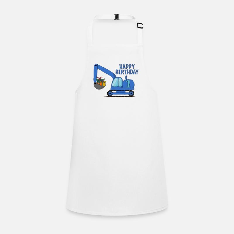 Bagger Kinder Happy Birthday 1 Blau Schürze für Kinder