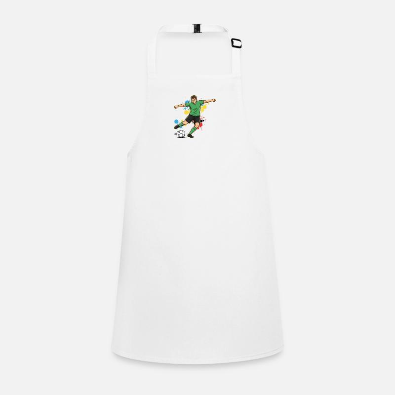 Soccer Player Comic Paint Splash Green Children's Apron
