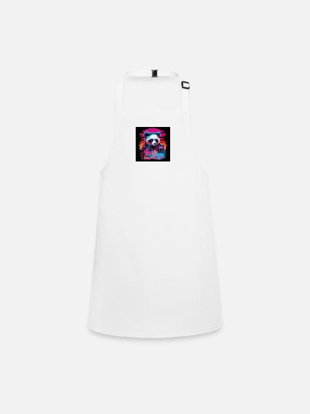 Panda with neon colors, synthwave / 80s - Children's Apron - white - Front