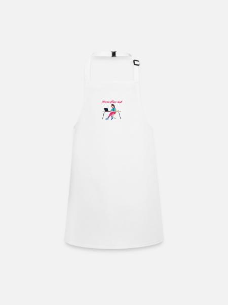 homeoffice girl, home office, work, office - Children's Apron - white - Front