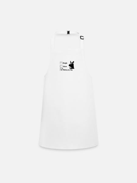 single,dating,dating my dog,shepherd dog,dog - Children's Apron - white - Front