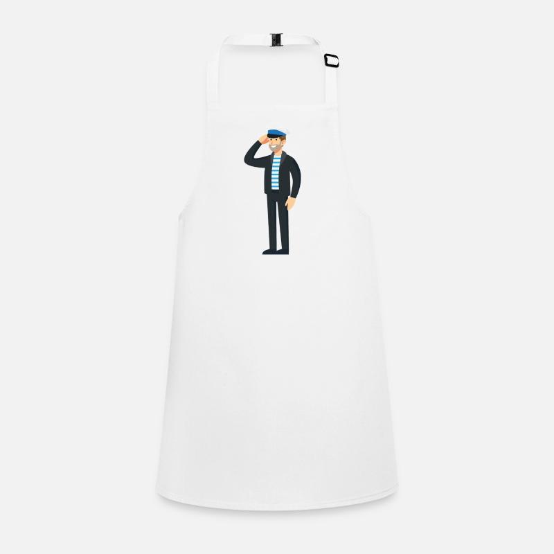 Nautic Design Maritime Rayé Saluant le Capitaine Tablier Enfant