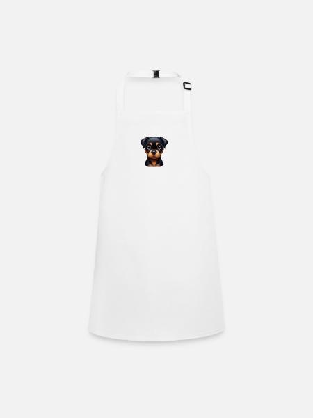 Playful Rottweiler Puppy - Children's Apron - white - Front