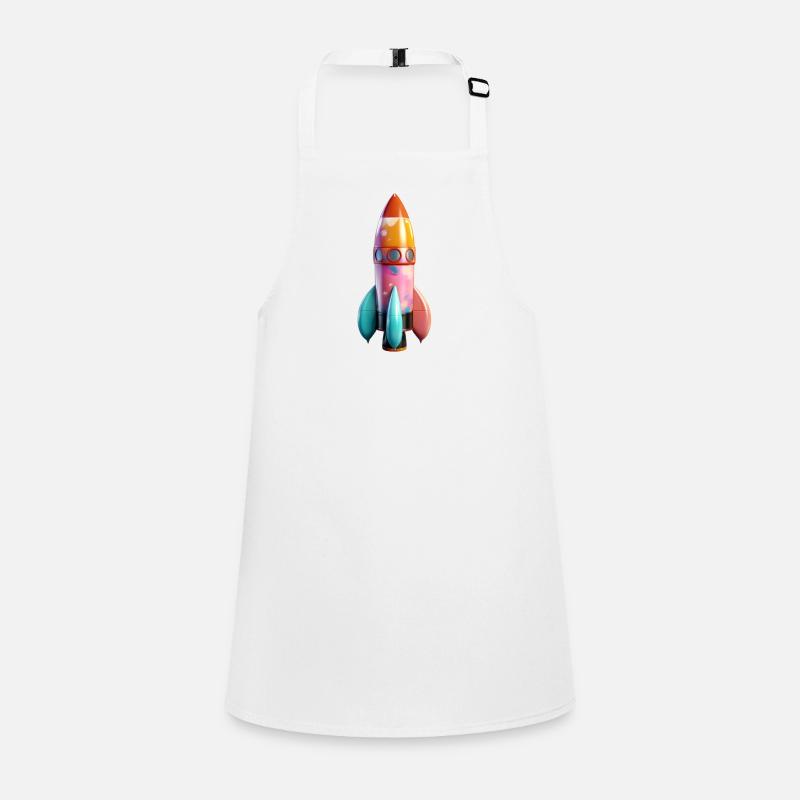 Colorful, Cute Rocket Rhiana - Print Design Children's Apron