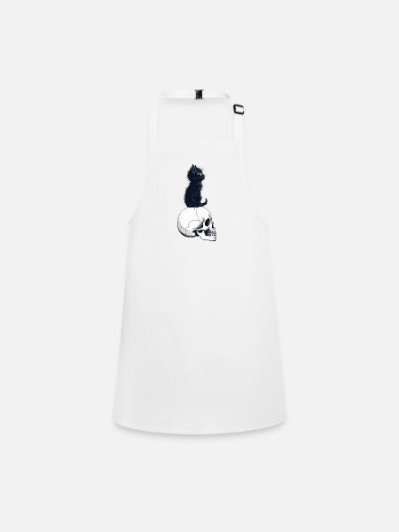 Cute kitten sitting on a skull - Children's Apron - white - Front
