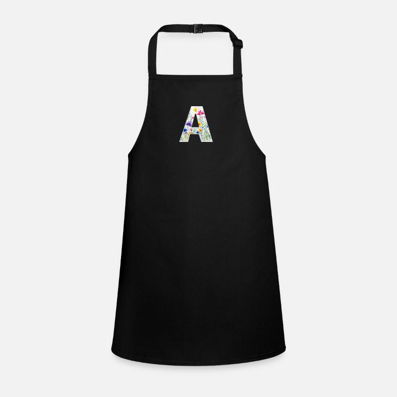 Lettre A, Monogramme, Motif Floral Tablier Enfant