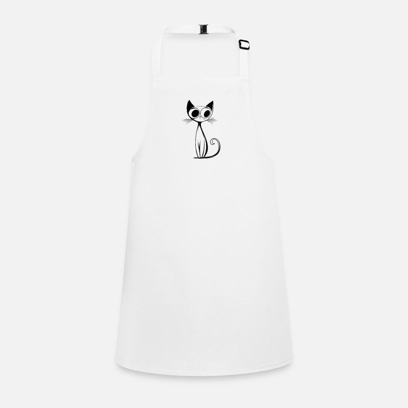 RetroCat Noir - Children's Apron - white
