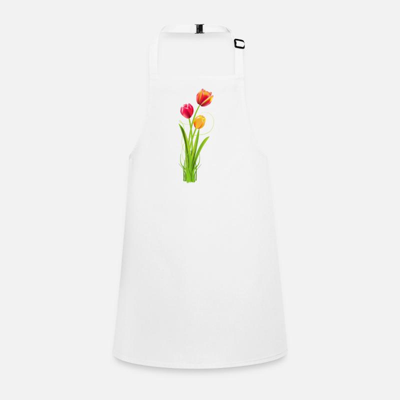 Three brightly coloured tulips as a spring bouquet Children's Apron