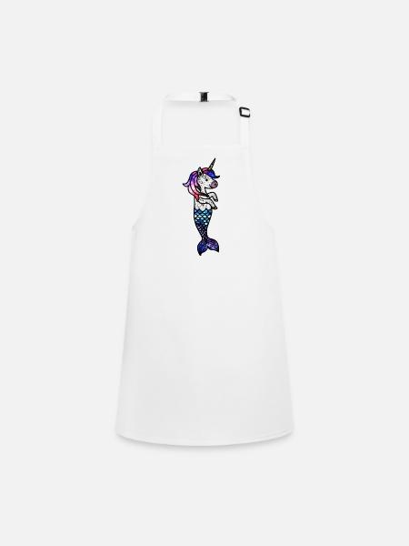 Cosmic Sea Unicorn - Children's Apron - white - Front