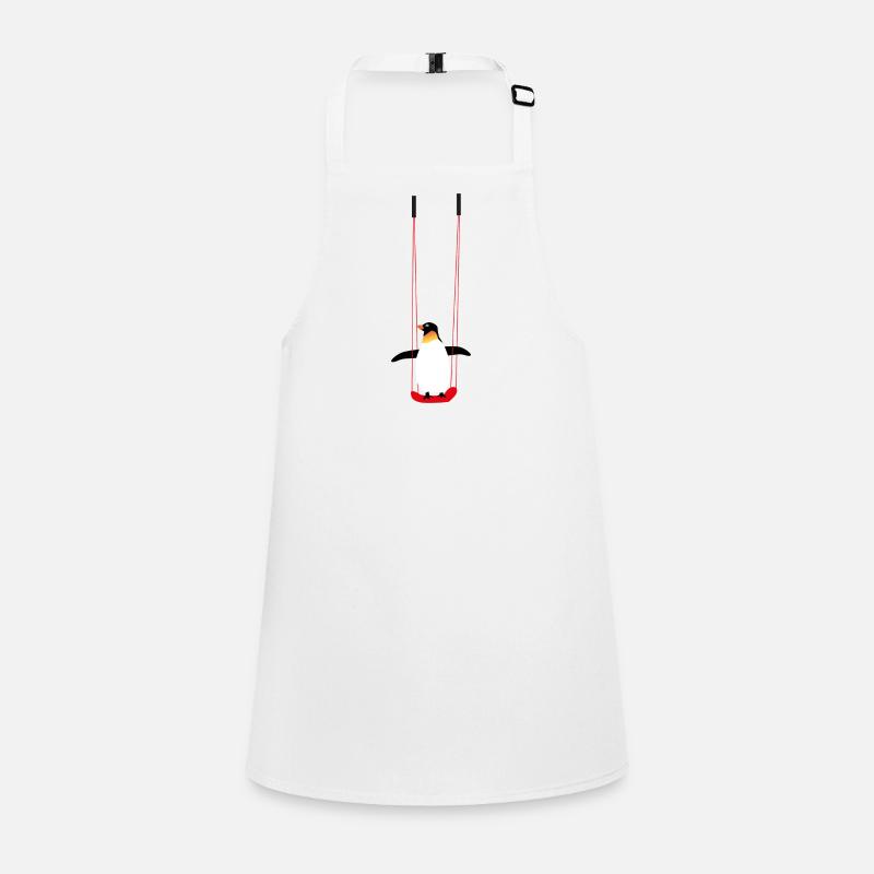 Penguin on the swing - Children's Apron - white