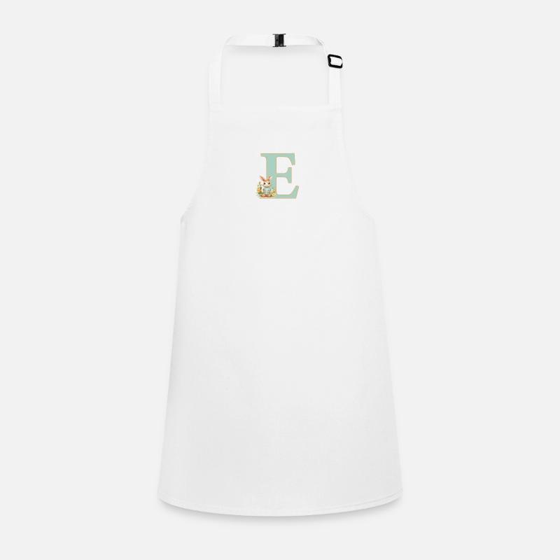 Lettre E, Monogramme, Fleurs, Lapin Tablier Enfant