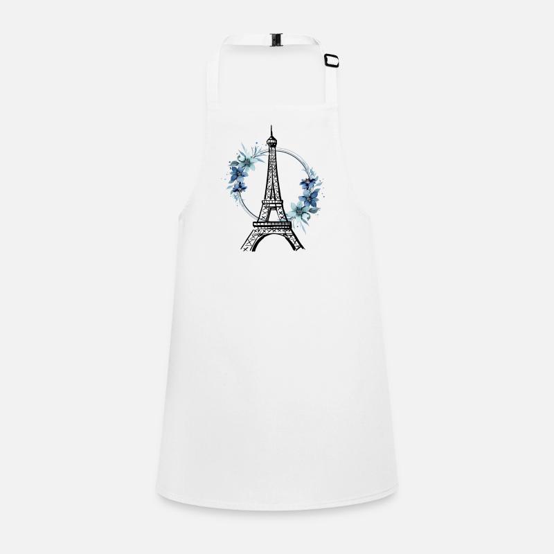 Paris Eiffel Tower France Floral Line Art Children's Apron