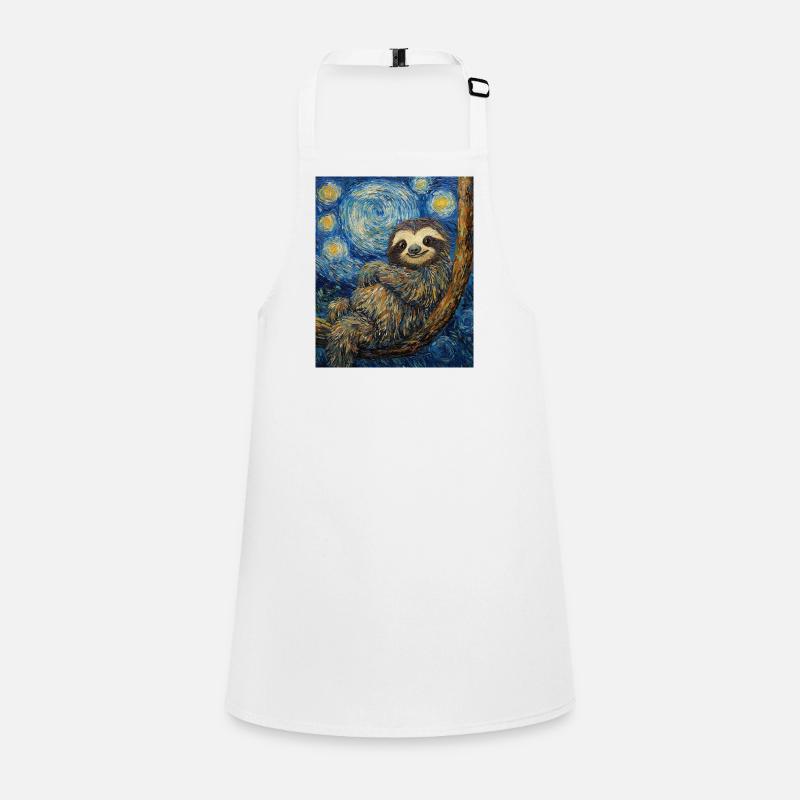 Sloth Van Gogh Style Starry Night Children's Apron