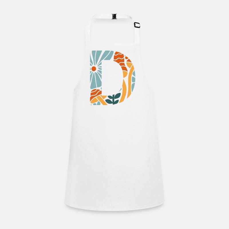 Lettre D fleurs groovy idée cadeau  Tablier Enfant