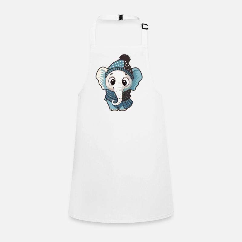 Éléphant mignon avec écharpe et chapeau à pompon. Tablier Enfant