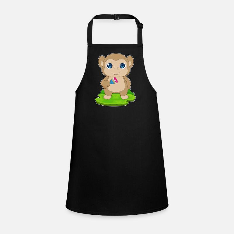 Monkey Painter Brush Painting Children's Apron
