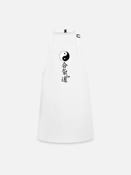 YinYang Tao mit Schriftzug Aikido - Schürze für Kinder - Weiß - Vorne