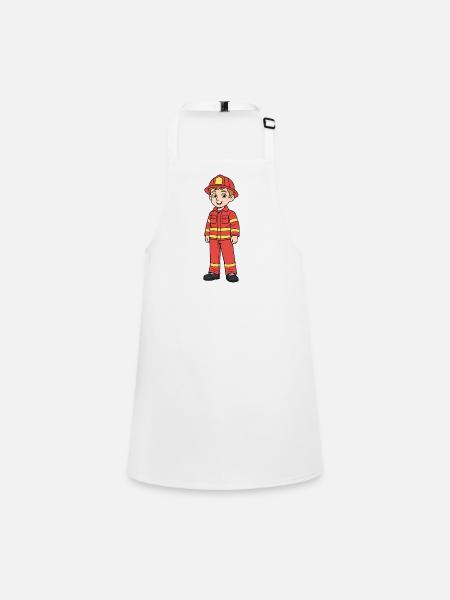 Red cartoon child firefighter - Children's Apron - white - Front