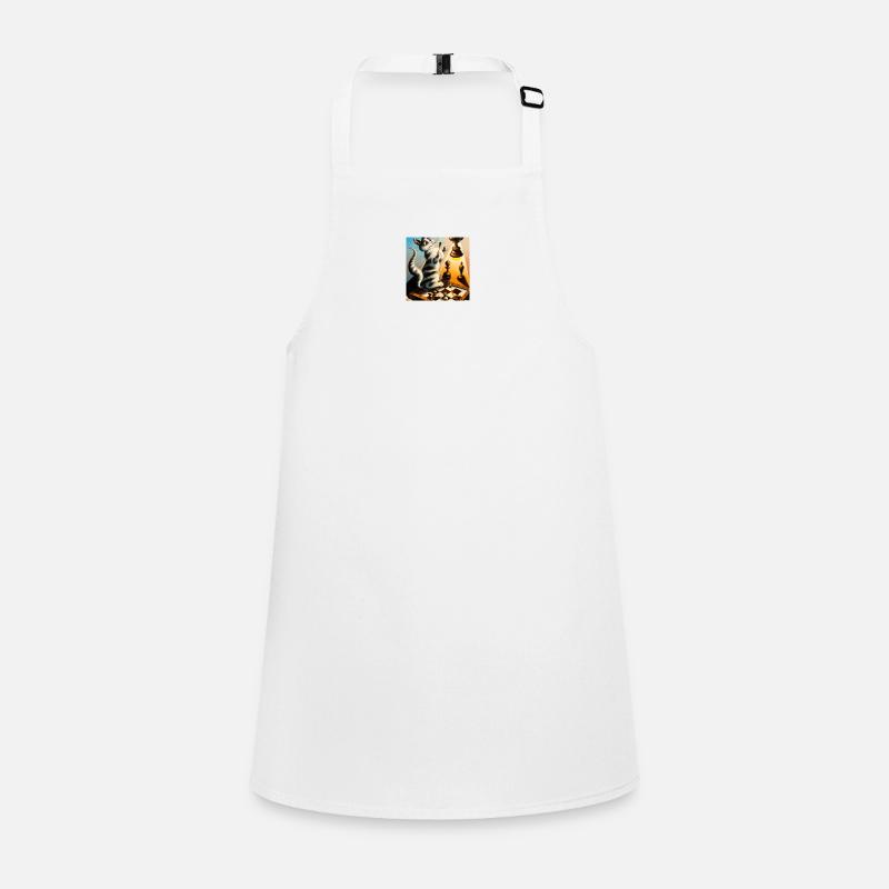 Surrelistic cat stands on chessboard Children's Apron
