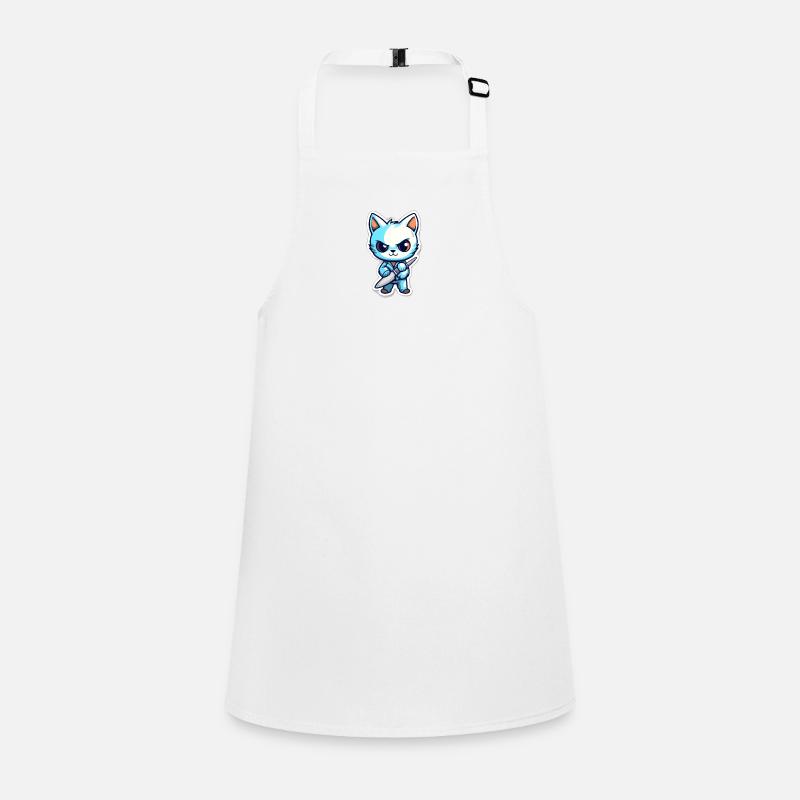 cat with knife - Children's Apron - white