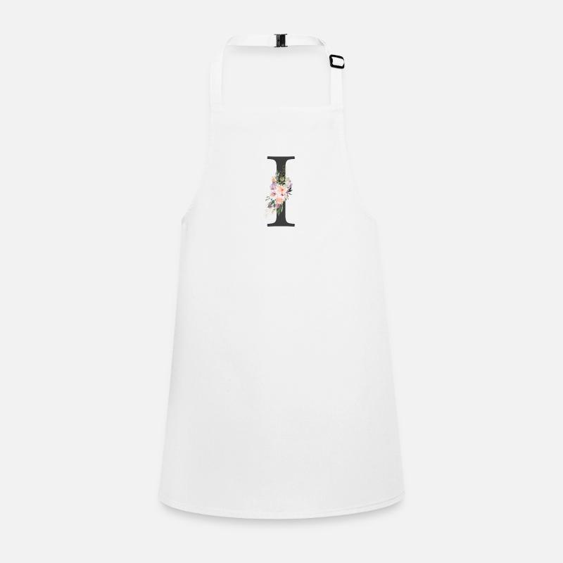 Buchstabe I, Monogramm, Blumen Schürze für Kinder