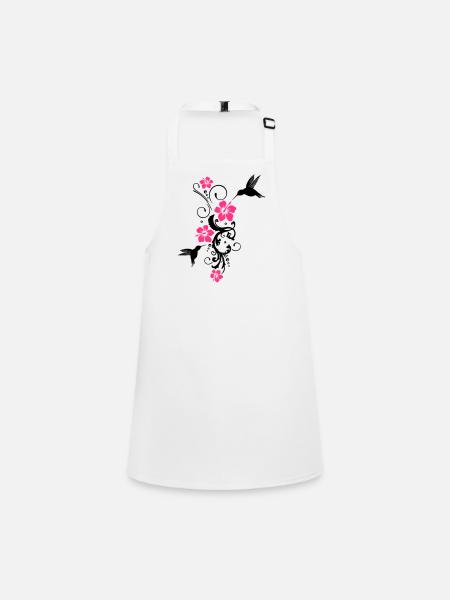 Colibri avec des fleurs d'hibiscus - Tablier Enfant - blanc - Devant