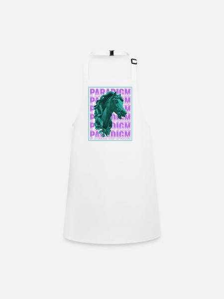 Neon Horse Sculpture in Retro Futurism - Children's Apron - white - Front