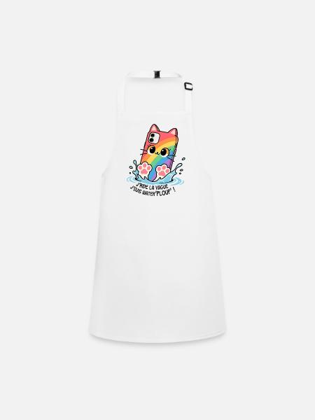 Waterplouf cat mobile phone! - Children's Apron - white - Front