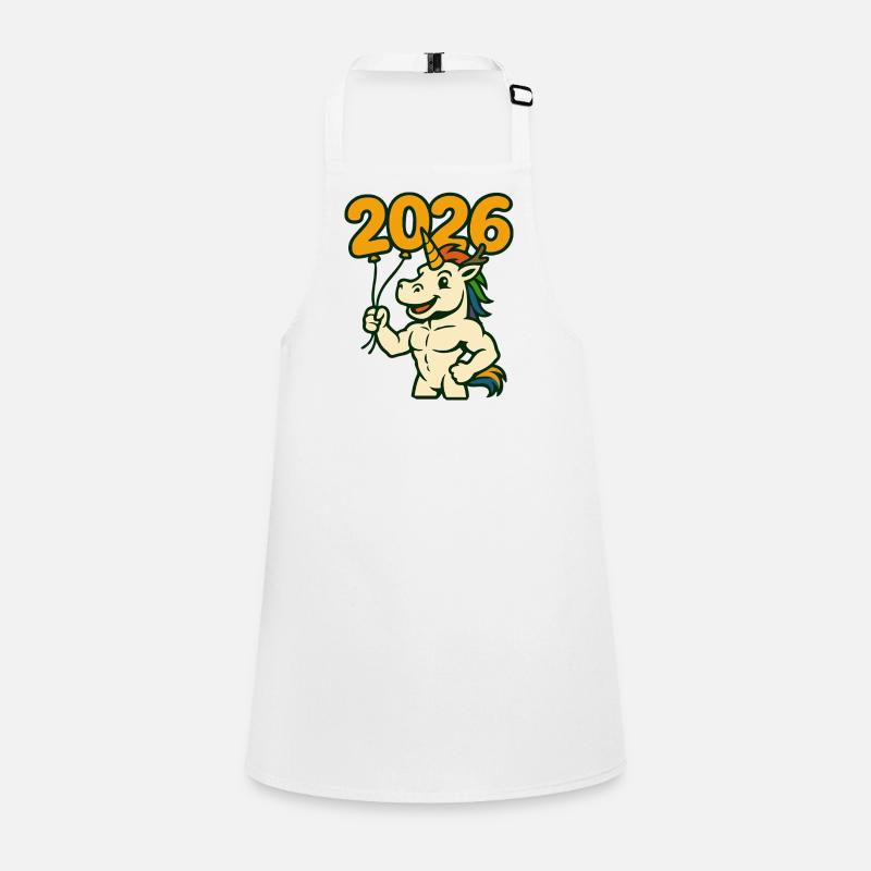 Strong Unicorn 2026 New Year Celebration Art Children's Apron